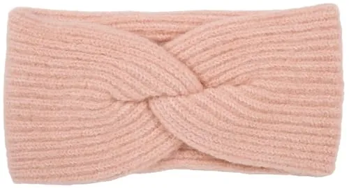 styleBREAKER Damen Strick Stirnband mit Twist Knoten und Rippenmuster einfarbig, warmes Winter Haarband, Headband 04026072, Farbe:Rose