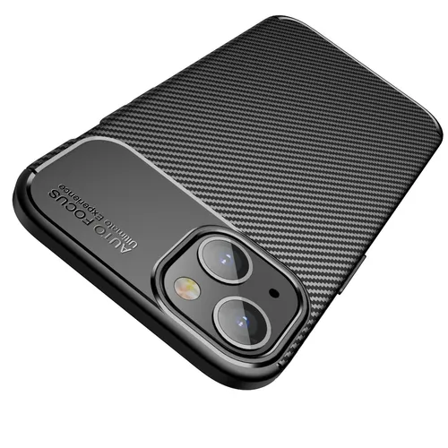 iPhone 13 Hülle Schutzhülle Silikon TPU Slim Case Bumper Schwarz Carbon Optik
