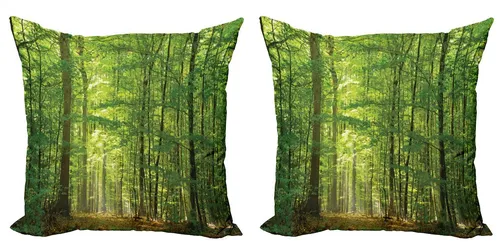 Abakuhaus Kissenbezüge Modern Accent Doppelseitiger Digitaldruck, (2 Stück), Wald Laub Wald Sommer
