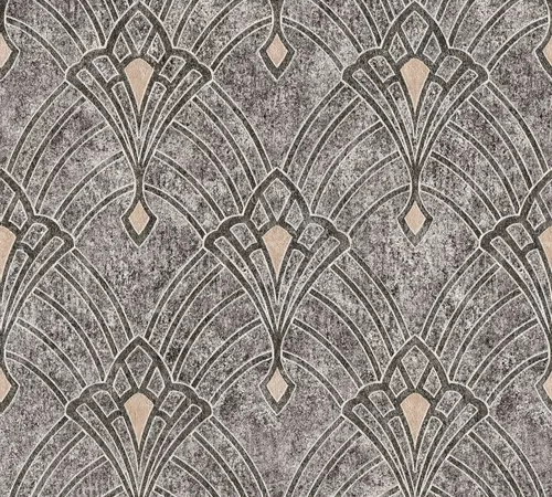 Livingwalls Art Déco Tapete Mata Hari – Vliestapete in Schwarz Grau Beige - Elegante Tapete im Art Déco Stil, inspiriert von der Belle Époque, mit strapazierfähiger Vinyl-Oberfläche für einen luxuriösen Glanz und einfache Verarbeitung.
