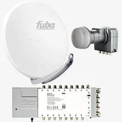 Fuba Sat Anlage 16 Teilnehmer - Komplettset mit 85cm Aluminium Satellitenschüssel - SAT-Antennen: Hochwertige Fuba DAA 850 Satellitenschüssel mit exzellenter Empfangsstärke und hoher Schlechtwetterreserve für 16 Teilnehmer, ideal für HD- und UHD-Sender.