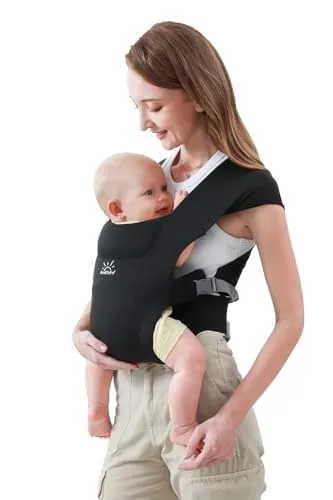 Babytrage für Neugeborene ab Geburt, MOMTORY Komfortabler Hüftsitz für Baby(3-12kg), Ergonomischer Tragetuch Neugeborenes bis Kleinkind mit Klettverschluss, Leicht Verstellbare Hüfttrage - Schwarz