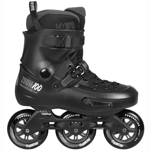 Powerslide Inline Skate Zoom Pro Black 100 - Inliner für Urban und Fitness, mit TRINITY 3-Punkt-Montage für besonders gute Stabilität und Komfort dank der MYFIT Basic Dual Fit Liner.