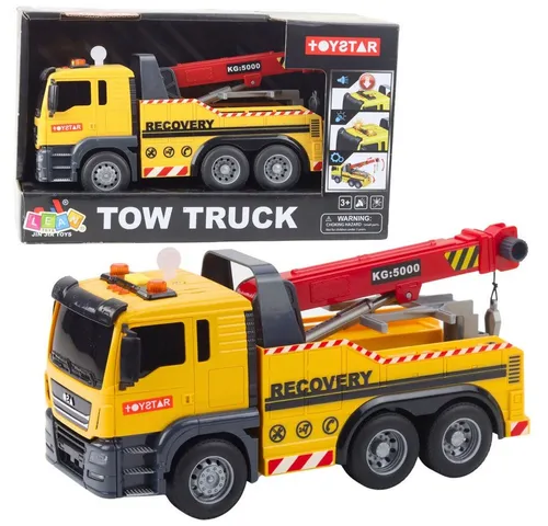 LEAN TOYS Spielzeug-Kran LeanToys Bau-LKW mit einstellbaren Kranlichtern und Geräuschen