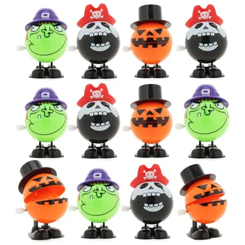 com-four® 12x Halloween-Aufziehfigur - Aufziehbare Figuren im Halloweenlook - Partyspielzeug für Halloween und Mottopartys [Auswahl variiert] (12 Stück - Auswahl variiert)