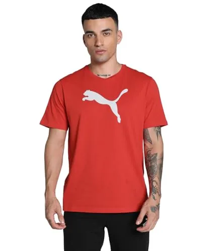 PUMA Herren Teamrise Logo Jersey Baumwolle T-Shirts, Puma Red-puma White, XL EU