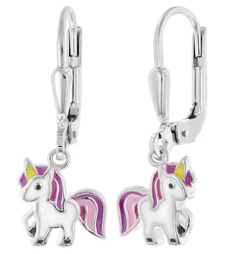 trendor Kinder-Ohrringe Silber 925 Einhorn Ohrhänger zauberhafter Ohrschmuck für Mädchen, elegante Geschenkidee, 68349