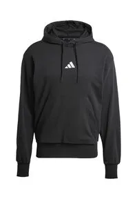 adidas Herren Essentials FEELCOZY French Terry Hoodie, Black/White, S - Sweatshirts & Sweatjacken, bequemer Hoodie aus 70% recycelter Baumwolle mit Kängurutasche und verstellbarem Kordelzug für optimalen Tragekomfort.