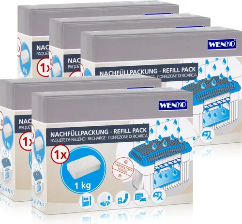 Wenko Nachfüllpackung Feuchtigkeitskiller Raum-Entfeuchter 1kg - Luftentfeuchter für effektiven Schutz vor Feuchtigkeit, Schimmel und Gerüchen. Umweltfreundliches Granulat mit bis zu 3 Monaten Wirkung für Räume bis 50 m³.