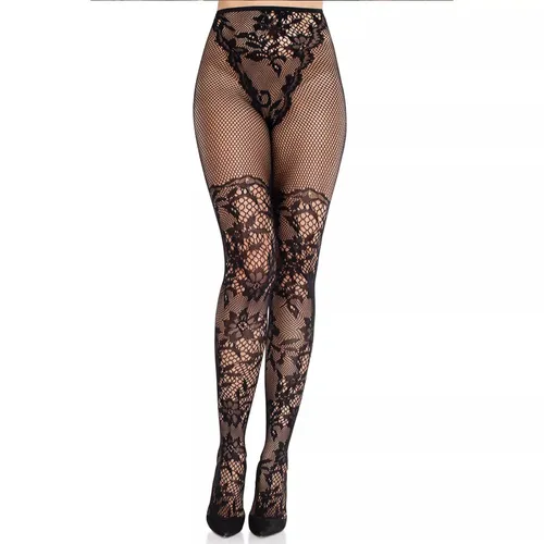 Leg Avenue Dahlia Spitzenstrumpfhose mit Netzdetail