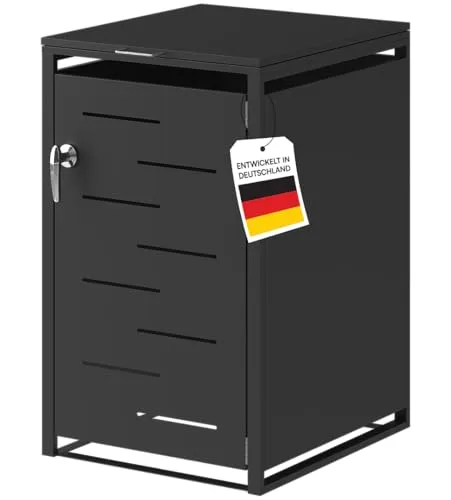 STEELSØN Mülltonnenbox Diorus 120L, abschließbar, Graphitschwarz