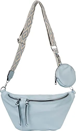 styleBREAKER Damen Halbmond Crossbody Schultertaschen Set 3-Teilig, Hellblau - Modisches 3-teiliges Set aus Halbmond Crossbody Tasche, kleiner Börse und Schlüsselanhänger. Vielseitig tragbar und mit abnehmbarem, verstellbarem Schultergurt für individuellen Stil.