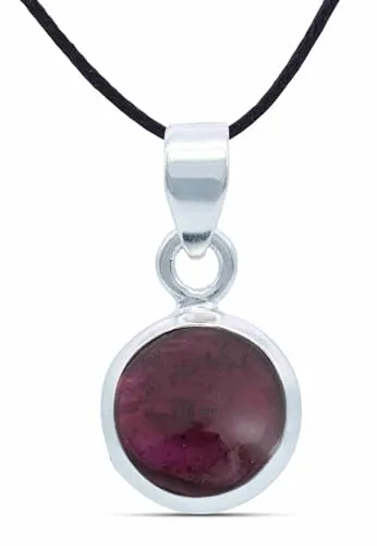 mantraroma Kettenanhänger 925 Silber Granat roter Stein Edelstein Kettenanhänger Damen Sterling Silber Halskette Anhänger Geschenk (MAH-129-02)