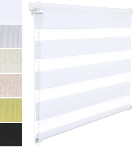 WOLTU Doppelrollo Klemmfix ohne Bohren für Fenster&Tür, 50x150cm (BxH) Weiß