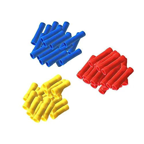 Stossverbinder isoliert 300 Set 100x Rot + 100 x Blau + 100 Gelb Stoßverbinder vollisoliert Crimpzange Quetschverbinder Kabelverbinder Crimp Zange Verbinder Kabelschuhe kfz ARLI