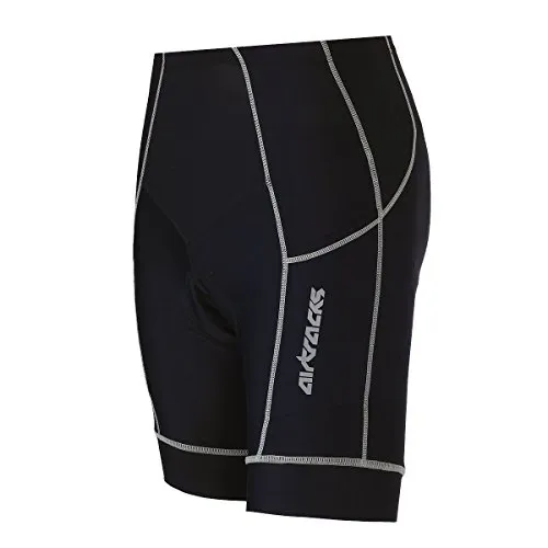 Airtracks Herren Fahrradhose Kurz Radhose Pro Kurze MTB Radlerhose Mountainbike 3D Coolmax Gepolstert Atmungsaktiv Reflektoren S M L XL XXL XXXL XXXXL 3XL 4XL- schwarz-grau - M - Herren