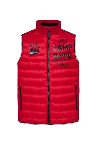 Camp David Herren Steppweste im Materialmix – Bright Red, M in rot von CAMP DAVID