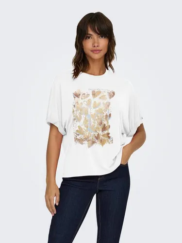 ONLY T-Shirt ONLFREE LIFE S/S FOLD-UP TOP BOX JRS Materialmix, regular fit, Rundhals