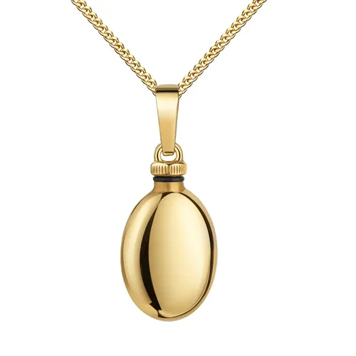 JEVELION 585 Gold Kette mit Anhänger für Andenken - Elegante Aschekette aus 585er Gold mit hochwertigem ovalem Anhänger. Diskreter Aufbewahrungsraum für persönliche Erinnerungen. Inklusive vergoldeter Panzerkette und stilvollem Schmuck-Etui.