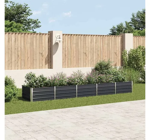 furnicato Garten-Hochbeet aus verzinktem Stahl 400x80x45 cm - Metall-Hochbeet in Anthrazit, witterungsbeständig und ideal für den Anbau von Blumen, Kräutern und Gemüse – perfekt für jeden Garten!