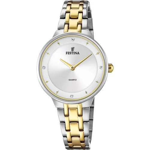 Festina Mademoiselle F20625/1 Damenarmbanduhr - Elegantes Design in Silber und Gold - Damenuhr mit rundem Edelstahlgehäuse, wasserdicht bis 5 ATM und stilvollem bicolor Armband für einen eleganten Look.