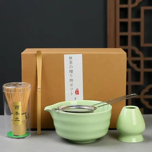 Japanisches Matcha-Set mit Matcha-Schneebesen aus Bambus Löffel Schüssel und Schneebesenhalter Perfekt für eine traditionelle Tee-Zeremonie Matcha-Set ideal für die Zubereitung von Matcha-Tee