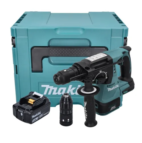 Makita DHR 243 F1J Akku Bohrhammer 18 V - Akkuschrauber mit 2,0 J Schlagstärke, ideal für Bohren, Hammerbohren und Meißeln. Inklusive 3,0 Ah Akku und Makpac für optimale Mobilität und Ordnung.