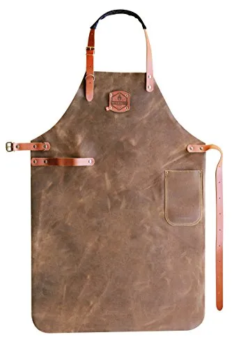 McBrikett Leder Grillschürze, 100% Echtleder, Größe S (74x60cm), Grill & BBQ Schürze