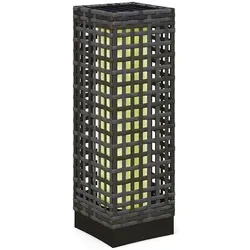 LED Solarleuchte mit Lichtsensor Wasserdichte Rattanoptik Außenleuchte Gartenleuchte Solarlampe 15,5 x 15,5 x 46 cm Grau