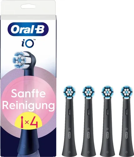 Oral-B iO Gentle Care Schwarz (4 Stück) - Zahnpflegeartikel mit sanften Borsten für empfindliche Zähne und Zahnfleisch, ideal für schonendes Putzen und umfassende Mundpflege.