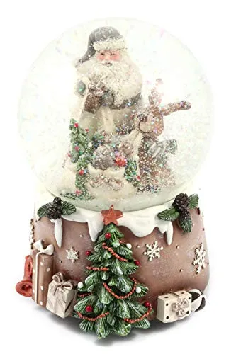 Schneekugel mit Spieluhr zum Aufziehen grau-weiß - Schneekugel mit Spieluhr, Ø100mm und 15cm hoch, bringt zauberhafte Winterstimmung mit Schnee und Glitzer ins Zuhause.