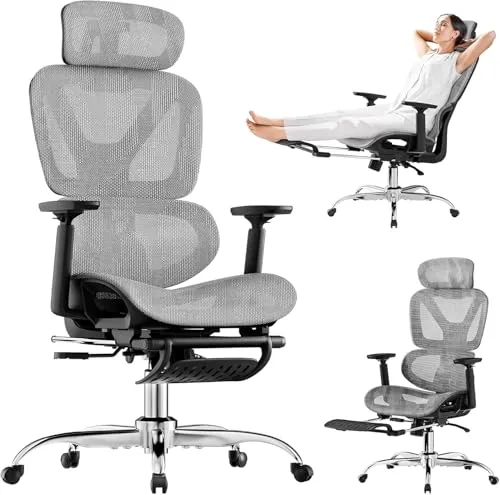 Ergonomischer Bürostuhl mit Fußstütze und verstellbarer Rückenlehne