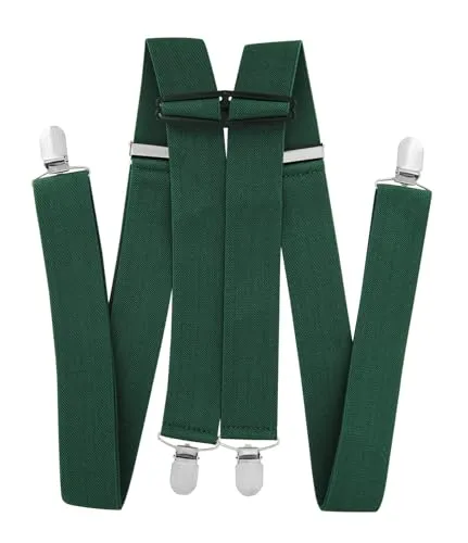 axy Hosenträger für Herren breit 3,5 cm in X-Form mit 4 Hosenträger Clips extra stark längenverstellbar (Grün)