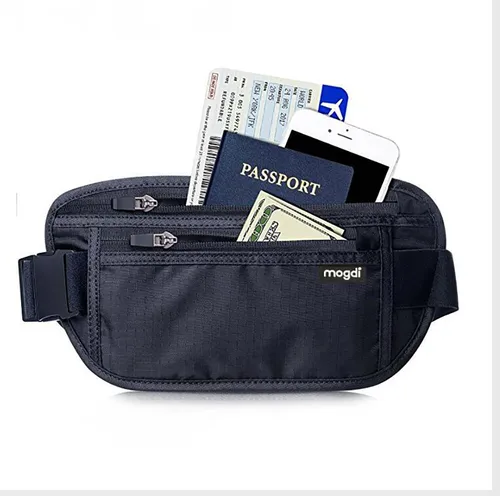 RFID Blocker geschützte Bauchtasche flache Gürteltasche Brieftasche Reise Etui