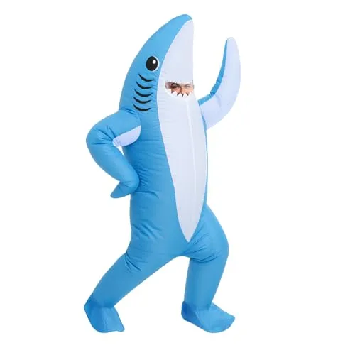 Aufblasbare Verkleidung Hai | Ungewöhnliches Kostüm für Erwachsene - Kostüm-Outfits für Erwachsene, außergewöhnliches aufblasbares Hai-Kostüm mit zwei Ventilatoren für einfaches Aufblasen und aus strapazierfähigem Polyester für hohen Tragekomfort.
