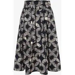 MORE&MORE A-Linien-Rock mit Print in Beige/Schwarz Größe 42 - Stylischer A-Linien-Rock aus 97% Baumwolle mit modernem grafischem Print. Ideal für lässige Outfits, ausgestattet mit praktischen Eingrifftaschen und Bindegürtel.