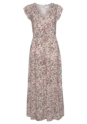 Maxikleid VIVANCE für Damen, Gr. 38, lila (creme, mauve bedruckt) - Modisches Maxikleid aus 100% Viskose mit floralem Druck und seitlichen Schlitzen. Ideal für Sommer und Strand, figurumspielend und bequem.