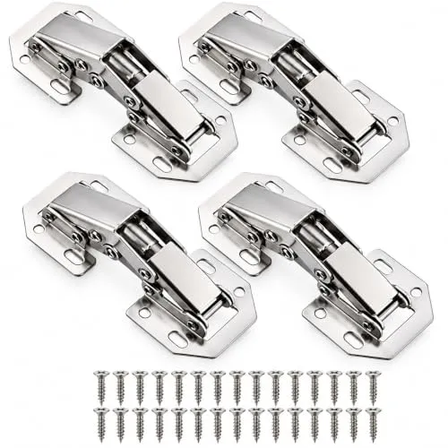 4x Schrankscharnier Aufschraubscharniere 104 * 43mm 90 Grad mit Schrauben | Scharniere für Schranktüren versteckte Küchentürscharniere