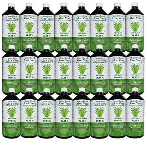 QueenRoyal Aloe Vera Trink Gel 99.55% pur - 24 Liter Sparpack - Pflanzliches Ergänzungsmittel Aloe Vera, 99,55 % pur und alkoholfrei, ideal für eine gesunde Hydration und Wohlbefinden.