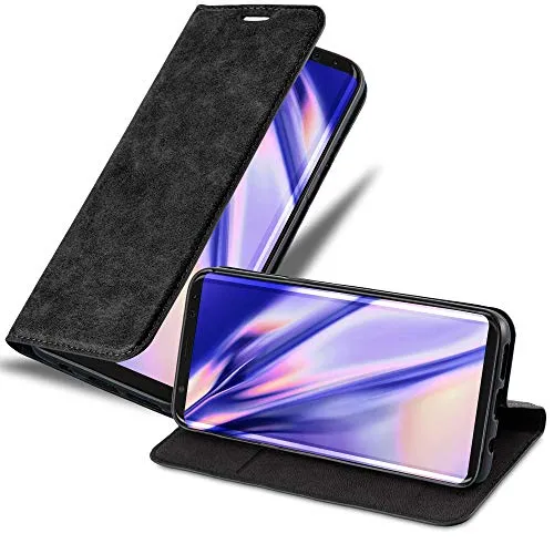 Cadorabo Hülle kompatibel mit Samsung Galaxy S8 aus Premium Kunst Leder Flip Klappbare Stoßfeste Magnetische [Standfunktion] [Kartenfächern] Cover Hülle für Galaxy S8 Tasche in Schwarz