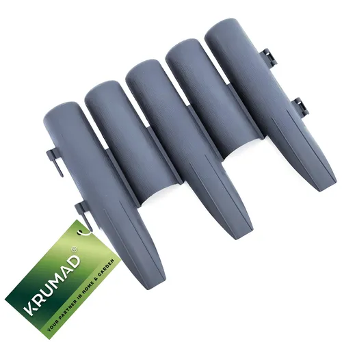 KRUMAD 10 Stück Gartenpalisade 280x24 cm Rasenkante Kunststoff Grau