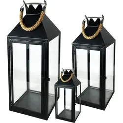 3er Laternen Set Metall Schwarz 25/40/51cm-dmc8133