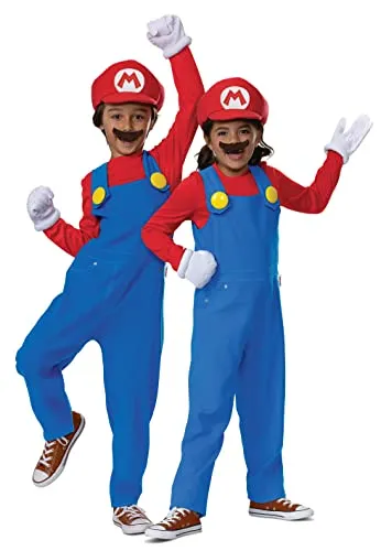 Disguise Super Mario 2W1 rote Kostüme, Karnevalskostüme Verkleidung Mario 109-126 cm 4-6 Jahre alt