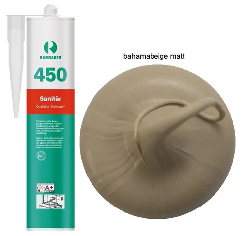 Ramsauer Dichtstoff Ramsauer 450 Sanitär Silicon Fugen Dichtstoff 310ml Kartusche, gebrauchsfertig, chemisch widerstandsfähig, schnellhärtend, UV-beständig,pilzhemmend
