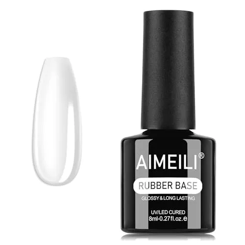 AIMEILI Clear Rubber Base 8ml Flexible Builder Selbstglättendes Gel Unterlack Nail Strengthener Rhinestone Glue Gel Rubbergel 4 IN 1