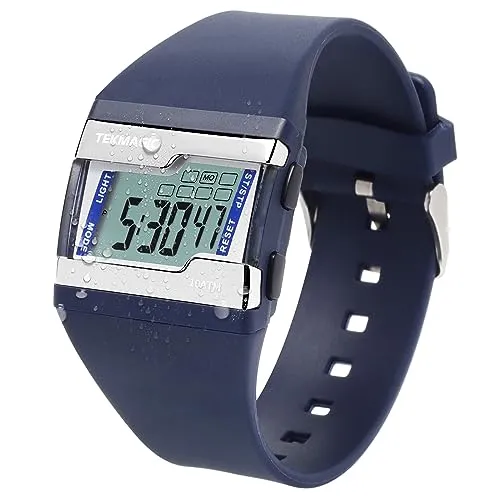 TEKMAGIC 10 ATM Wasserdicht Digitale Armbanduhr zum Schwimmen und Tauchen mit Mehreren Funktionen von Rundenstoppuhr, Wecker, Kalender und Hintergrundbeleuchtung