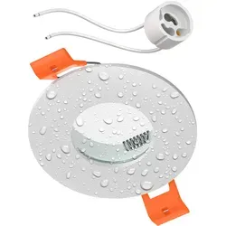 ledscom.de Bad-Deckeneinbaurahmen ERID, Feuchtraum, Badezimmer, IP44, rund, weiß matt (GU10/MR16/GU5,3/50mm) inkl. GU10 Fassung