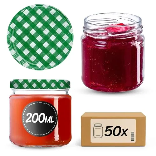 KADAX 50er Set Einmachgläser 200 ml mit Twist-Off Deckel Ø 66 mm – Dickwandige, luftdichte Dessertgläser, spülmaschinenfest, ideal für Marmelade & Eingemachtes