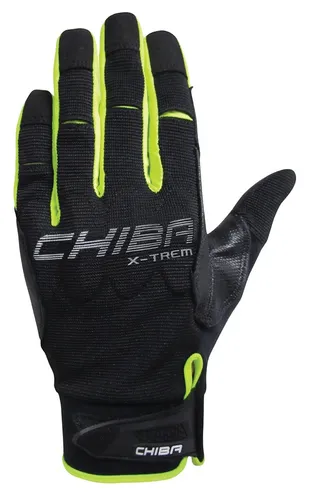 Produktbild Chiba Kletterhandschuhe Via Ferrata Absolut (Puller-Anziehhilfe, aus Nappa-Leder) schwarz/neongelb - 1 Paar, Größe: M