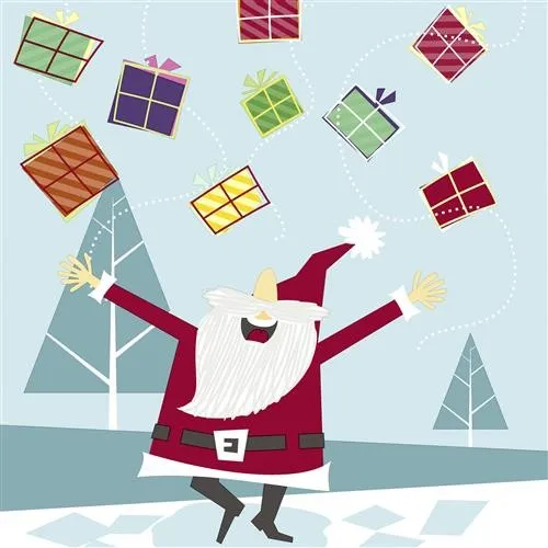 Servietten Xmas Hurray Endlich Weihnachtsgeschenke Santa Freudig blau 33x33cm 20